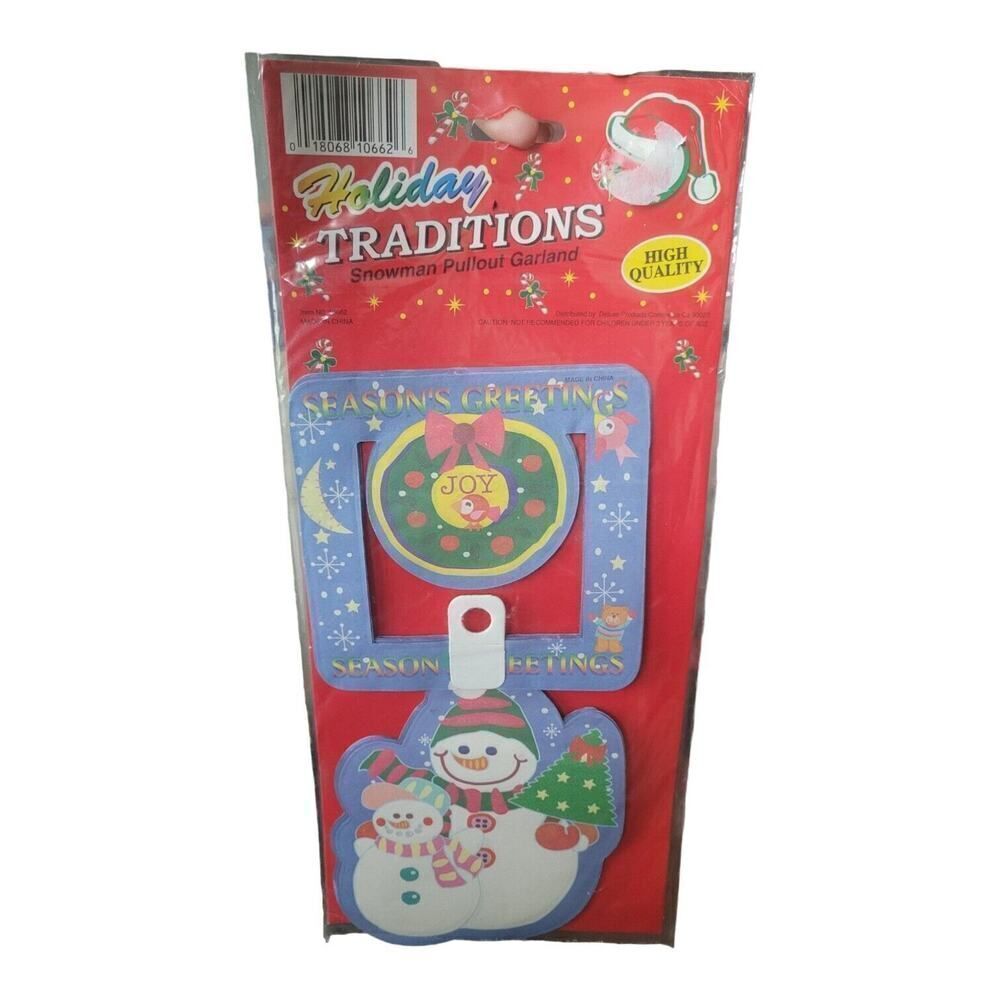 vintage Snowman Pull Out Paper Garland holiday traditions Retro Christmas Decor